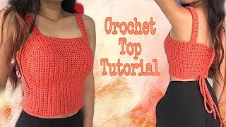 SIMPLE CROCHET SUMMER TOP TUTORIAL  for all sizes  Seiz Top [upl. by Sager]