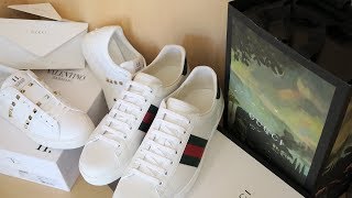 Gucci Ace Sneakers amp Valentino Rockstud Untitled 11 Review and Unboxing [upl. by Eslehc343]