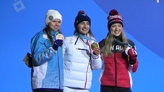 2018 平昌 PyeongChang Freestyle skiing Medal Ceremony Perrine Laffont [upl. by Esinrahc664]