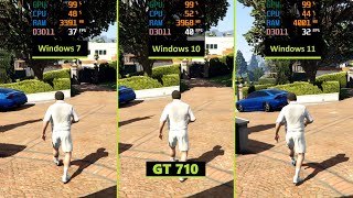 GTA 5  Windows 7 vs Windows 10 vs Windows 11 ft GT 710 [upl. by Hadihsar]