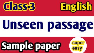 Unseen Passage solved practice setclass3 Sample paper English ps star classes [upl. by Monsour]