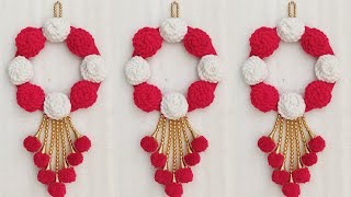 EASY WOOLEN DOOR HANGING TORAN  DIY WOOLEN TORAN MAKING  DOOR HANGING CRAFT IDEAS  NAVRATRI TORAN [upl. by Althee]