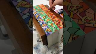 Fore edge painting 🍕calicogallery stainedglass watercolorpainting foreedgepainting [upl. by Eirtemed]