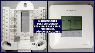 Instrucciones del termostato Honeywell terminales de cable funciones código de colores [upl. by Gabel671]