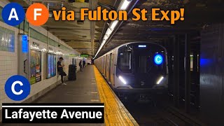 IND Fulton St Line C Action Lafayette Av  F via Fulton St Express [upl. by Attwood]