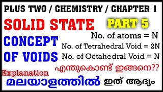 Concept of voids Plus two Chemistry Solid state in Malayalam CBSE NCERT Tetrahedral Octahedral voids [upl. by Marget]