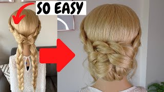 Quick easy braided bun hairstyles  how to do easy bun hair tutorial [upl. by Eleets800]