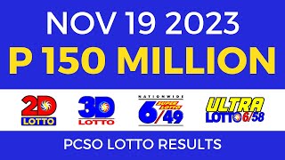 Lotto Result November 19 2023 9pm Complete Details [upl. by Nylhtiak]