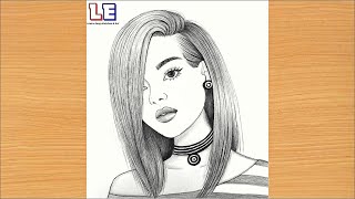 Beautiful Girl Drawing  How to Draw Beautiful Girl Face Easy  Girl Face Drawing  Girl sketch [upl. by Conner]