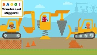 Sago Mini Trucks And Diggers Six MIGHTY Construction MACHINES l For Kids [upl. by Arianna397]