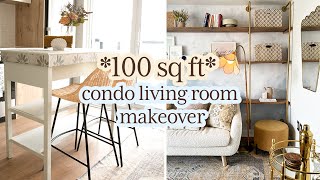 100 Sq Ft TINY Whimsical Living Room Makeover [upl. by Pahl985]