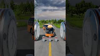 Large Flatbed Trailer Truck amp Colour Buses vs Bollards  BeamNG Drive beamngdrive [upl. by Llevart159]