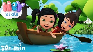 Row Row Row Your Boat  Nursery Rhymes collection with lyrics by HeyKids [upl. by Trabue]