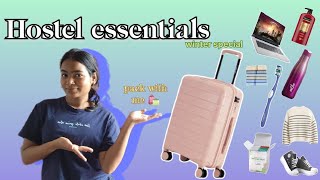 HOSTEL PACKING ESSENTIALS🛍 quoteverything you need to bring to college hostelquot PACK WITH ME 😇🥰 [upl. by Dijam932]