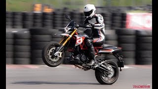 2018 Aprilia Dorsoduro Review  Race Track Test [upl. by Eisle]