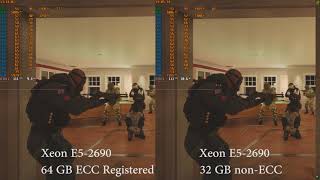 E52690 1333mhz ECC 64GB DDR3 vs 1333mhz nonECC 32GB DDR3 Rainbow Six Siege [upl. by Oker]