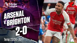 Highlights amp Goles Arsenal v Brighton 20  Premier League  Telemundo Deportes [upl. by Ydnyl]