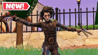 NEW EDWARD SCISSORHANDS Skin Gameplay In Fortnite [upl. by Ahsika]