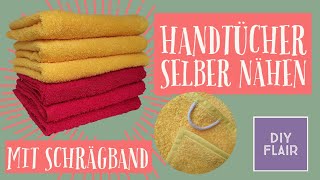 Handtücher nähen  schnell  einfach  Anfänger  DIY  Frottierstoff Schrägband  Geschenke nähen [upl. by Alimak]