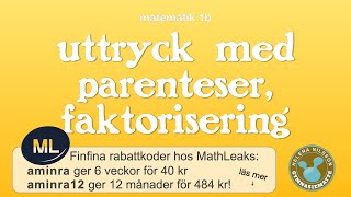 1b 351 uttryck med parenteser faktorisering [upl. by Washko]