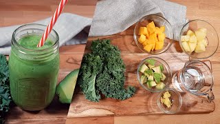 How To Make Easy Tropical Kale Smoothie  Delicious Recipes [upl. by Angelia]