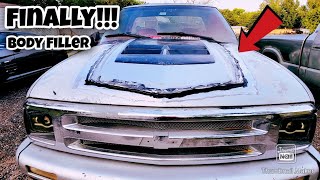 Chevy s10 project build Zl1 Hood scoop is Finally ready for body filler [upl. by Hansiain]