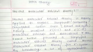 Huckel molecular orbitals theory notes l HMO l unilclasses [upl. by Wright]