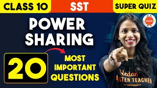 Power Sharing CBSE Class 10 Political Science civics Chapter 1 20 Most Important Questions [upl. by Ecienaj]