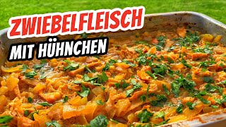 Zwiebelfleisch mal anders  leckeres Partyrezept mit Hähnchen vom Grill [upl. by Lia649]