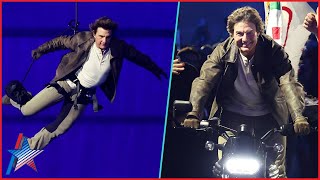 Tom Cruise SKYDIVES In JawDropping Stunt At Paris Olympics Closing Ceremony [upl. by Dleifrag758]