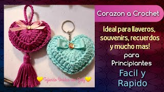 Corazon a Crochet para Recuerdos o Llaveros para Principiantes Facil y Rapido de tejer Souvenirs [upl. by Descombes]