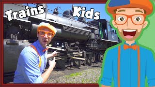 Trains for Children with Blippi  Steam Train Tour [upl. by Aniela980]