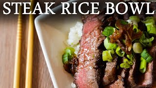 Japanese Beef Donburi Recipe  How To Make Steak Rice Bowl [upl. by Ailemor]