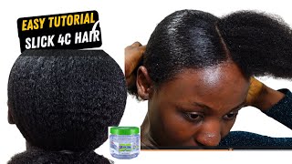 Slick Bun 4C Hair with Xtreme Gel  Low Bun Natural Hair Xtreme Gel Natural Hair [upl. by Ward]