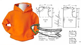 MOLDE POLERON CON CAPUCHA PARA NIÑOPASO A PASOTips De Confección [upl. by Trueman]
