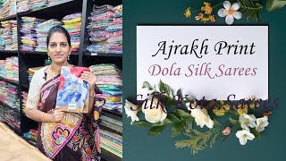 Ajrakh Print Dola Silk SareesDola Crepe Narmadha Saree HouseDola Silks narmadhasareehouse dola [upl. by Aihsoek485]