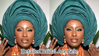 How To Tie Advanced Bridal Ace Gele beginner steps by step 2023 geletutorial [upl. by Henghold]