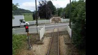 Seaton Tramway Devon Part 3  crossing the A3052 main road no barriers at Colyton Devon England [upl. by Seditsira117]