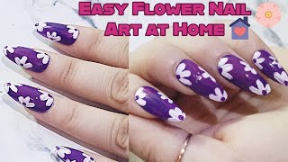 Flower Nail Art Design🌷🌸✨Easy floral Nail Art at Home  nail art kaise karen nailart flowernails [upl. by Ihcas456]