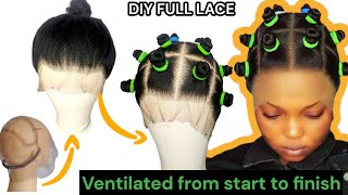 How to DIY ventilate a full lace wig using split method with braid extension  Extremely detailed [upl. by Shuler554]