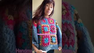 Fall cozy crochet sweater Alpaca and wool blend yarn crocheted sweater granny square sweater [upl. by Vivyanne]