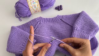 YAKASI FIRFIRLI ÇOK ŞIK BEBEK HIRKASI ANLATIMI💜babyknitting bebekorguleri crochet bebekorgu [upl. by Inig]