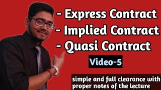 what is quasi contract what is express contract what is implied contract lawswithtwinsUGCNET [upl. by Nailij]