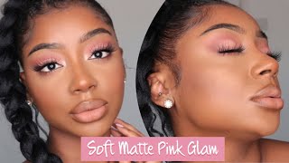 Soft Glam Matte Pink Look  Valentines Day Approriate [upl. by Romo]