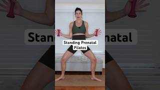 Standing prenatal Pilates workout with light weights prenatalpilates fitpregnancy [upl. by Rolyak]