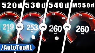 BMW 520d vs 530d vs 540d vs M550d ACCELERATION amp TOP SPEED by AutoTopNL [upl. by Natanoj]