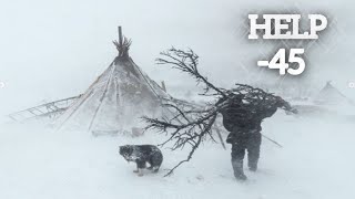 EXTREME 45° Solo Camping 4 Days  Snowstorm Solo Hot Tent Winter Camping in Snow Storm ASMR [upl. by Nairod]