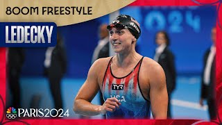 Katie Ledecky takes gold in 800m freestyle for FOURTH STRAIGHT OLYMPICS  Paris Olympics [upl. by Esened]