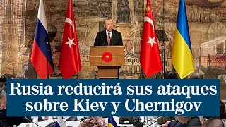 Rusia anuncia que reduce sus ataques sobre Kiev y Chernigov para facilitar un acuerdo con Ucrania [upl. by Miarzim]