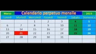 Calendario Perpetuo mensile [upl. by Eeliak]